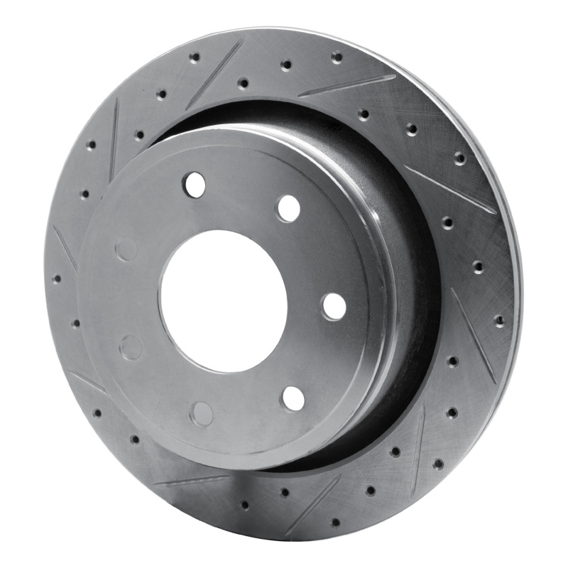 Ford F-150 Brake Rotor (1) - Rear Left - R1 Concepts - Drilled & Slotted - Silver - `12-`14